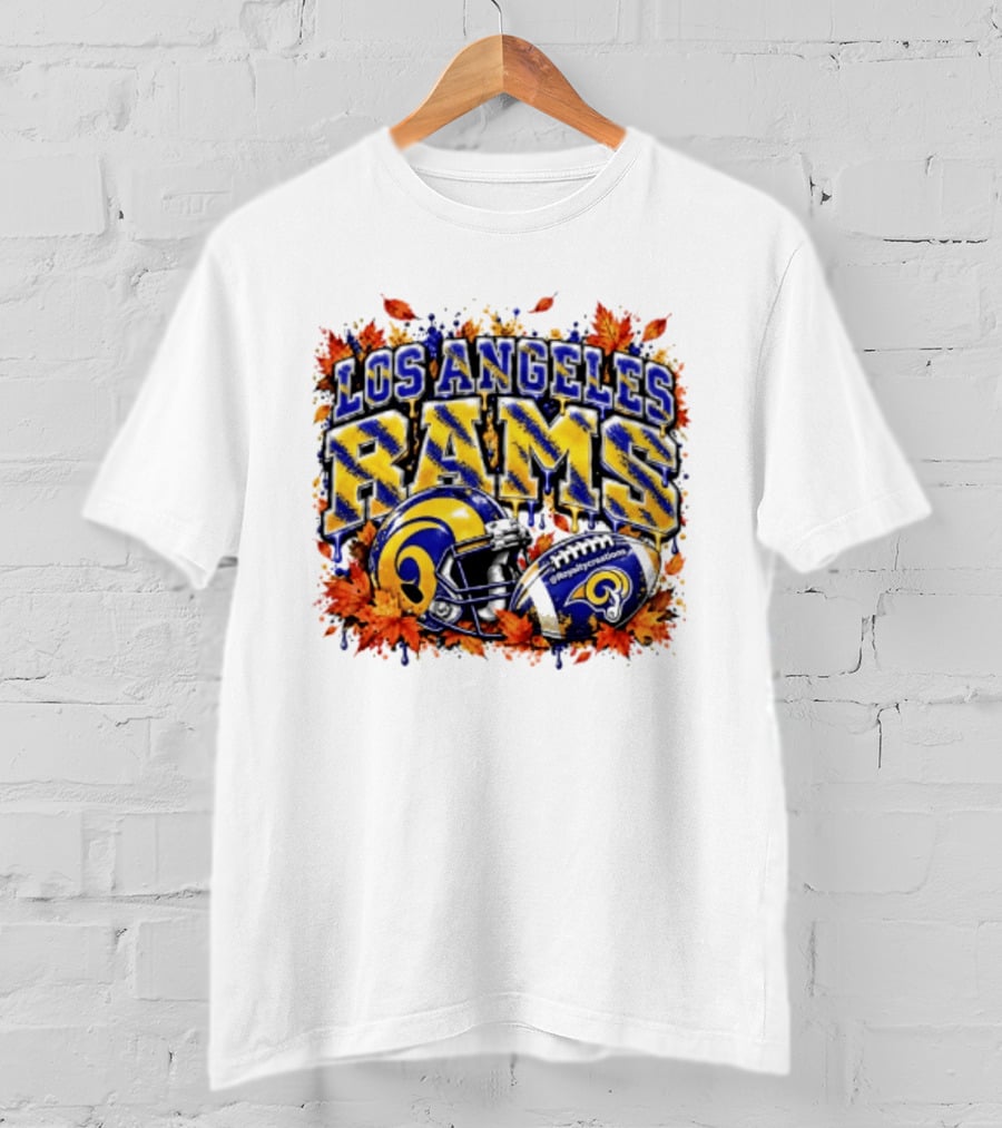 Los Angeles Rams Helmet Autumn Leaves Halloween 2026 T-Shirt