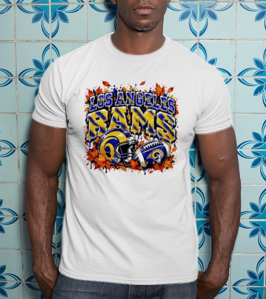 Los Angeles Rams Helmet Autumn Leaves Halloween 2026 T-Shirt