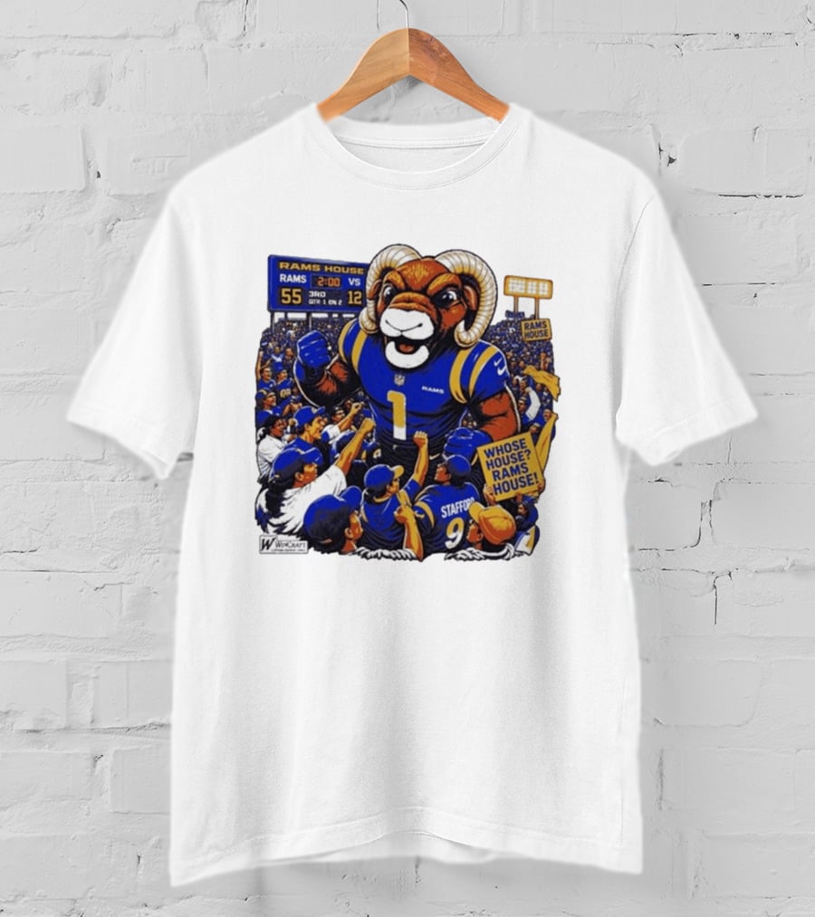 Rams House Rampage Cartoon Scoreboard Los Angeles Whose House T-Shirt
