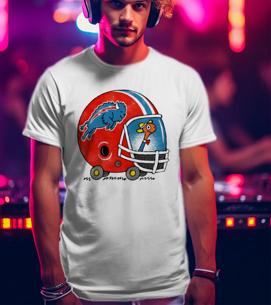 Lowly Worm Wearing Buffalo Bills Football Helmet With Buffalo T-Shirt