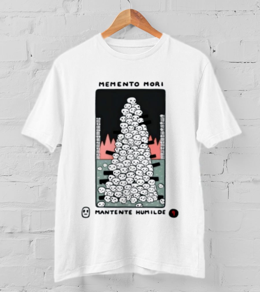 Memento Mori Mantente Humilde Stoicism Skull Pyramid Flames T-Shirt
