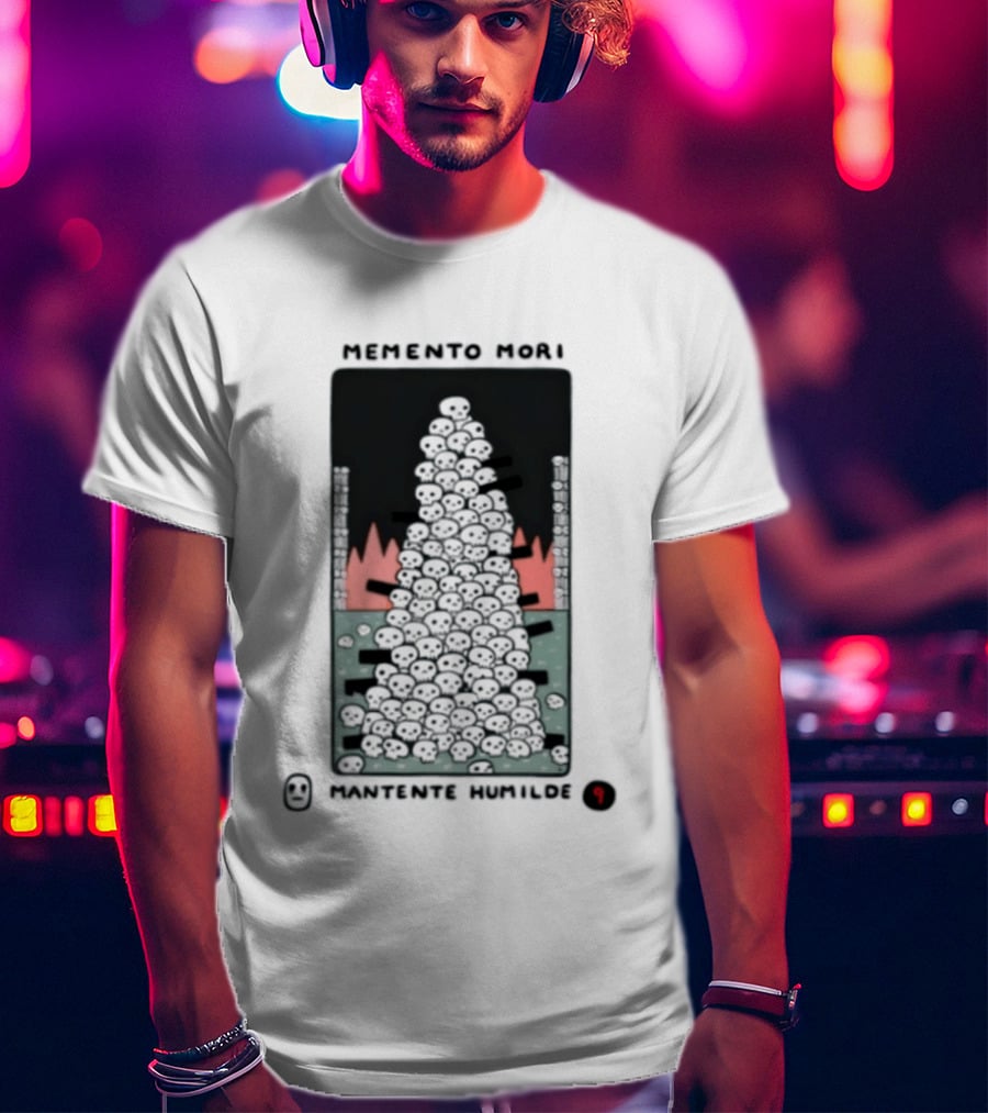 Memento Mori Mantente Humilde Stoicism Skull Pyramid Flames T-Shirt