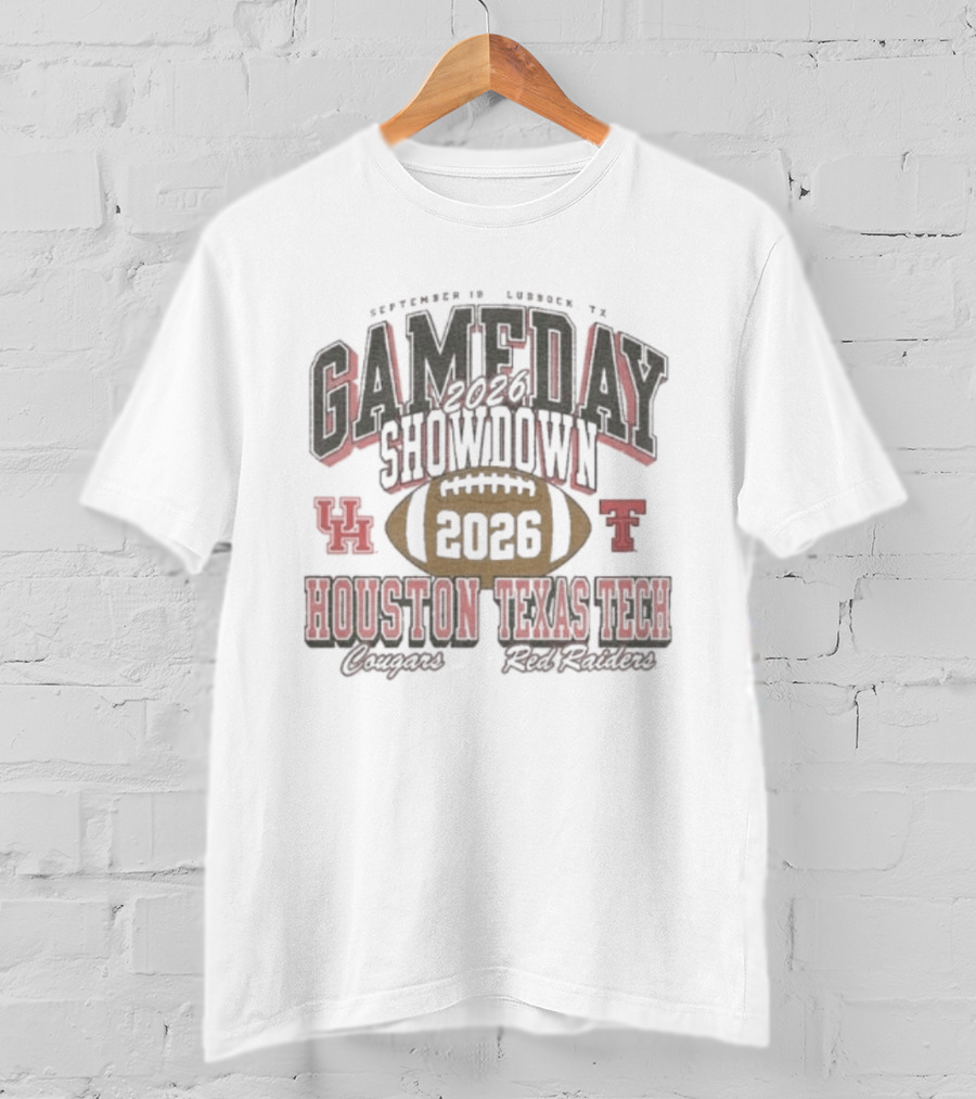 2026 Gameday Showdown Houston Cougars Vs Texas Tech Red Raiders Football T-Shirt
