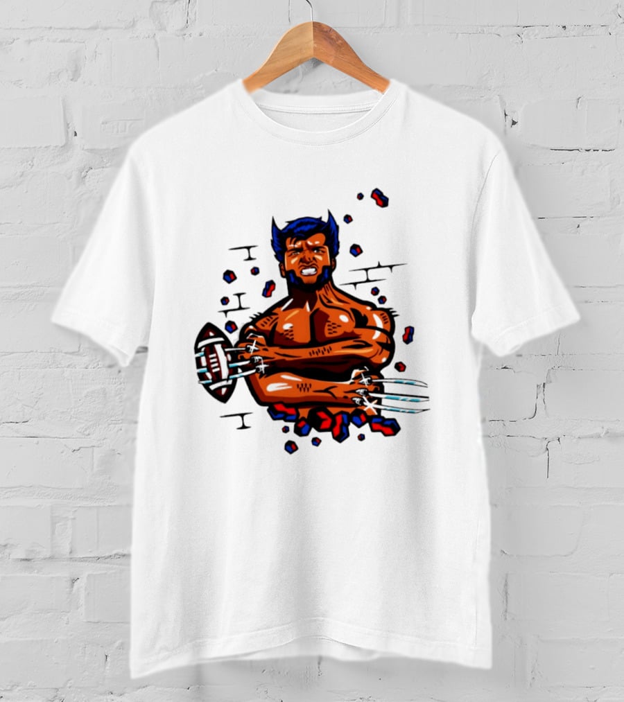Marvel Wolverine Football Caricature Bold Comic T-Shirt