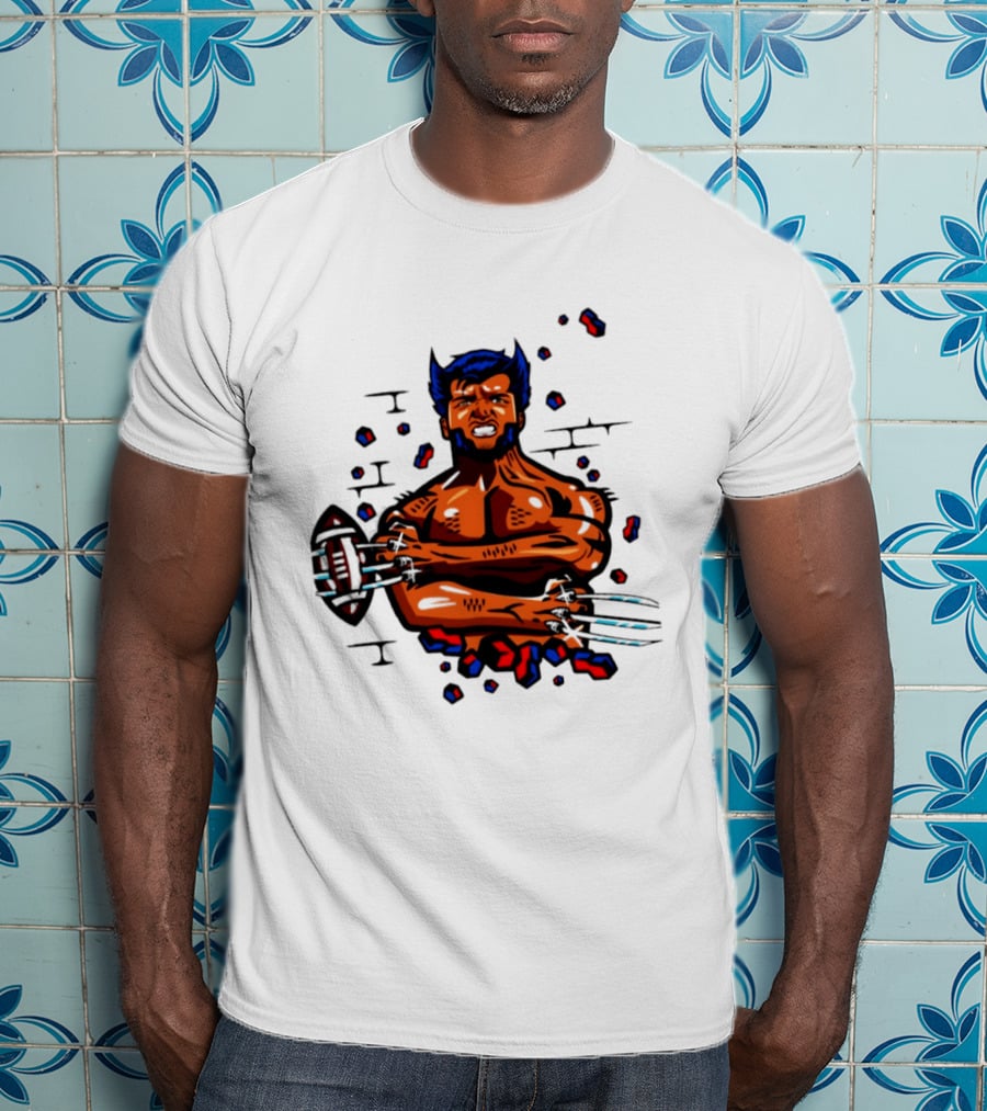 Marvel Wolverine Football Caricature Bold Comic T-Shirt