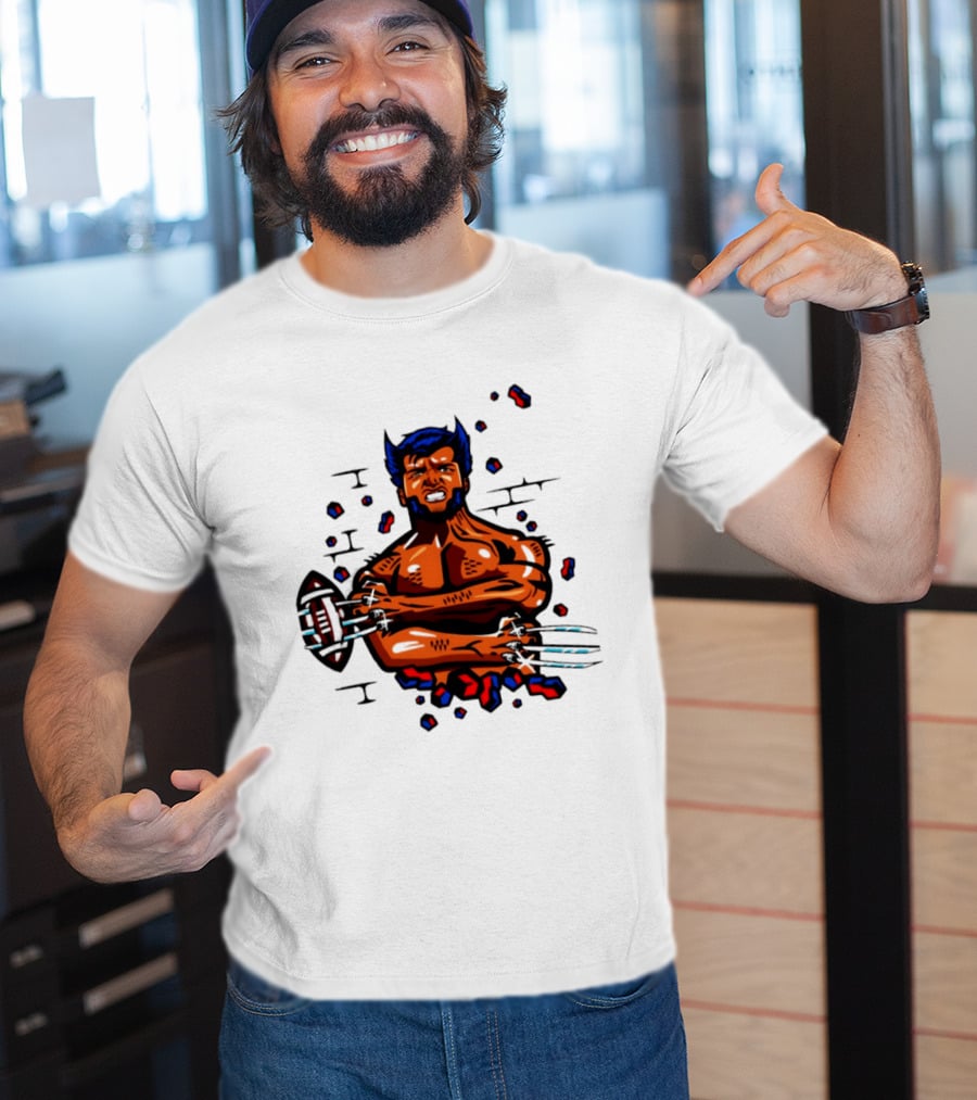 Marvel Wolverine Football Caricature Bold Comic T-Shirt