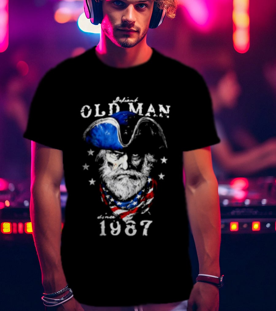 Old Man 1987 Patriotic Eagle And Stars T-Shirt