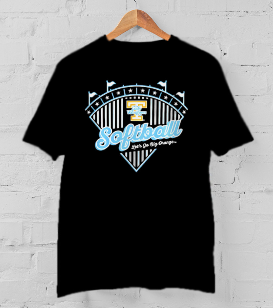 Tennessee Lady Volunteers Softball Let's Go Big Orange Stadium Flags And Stars T-Shirt