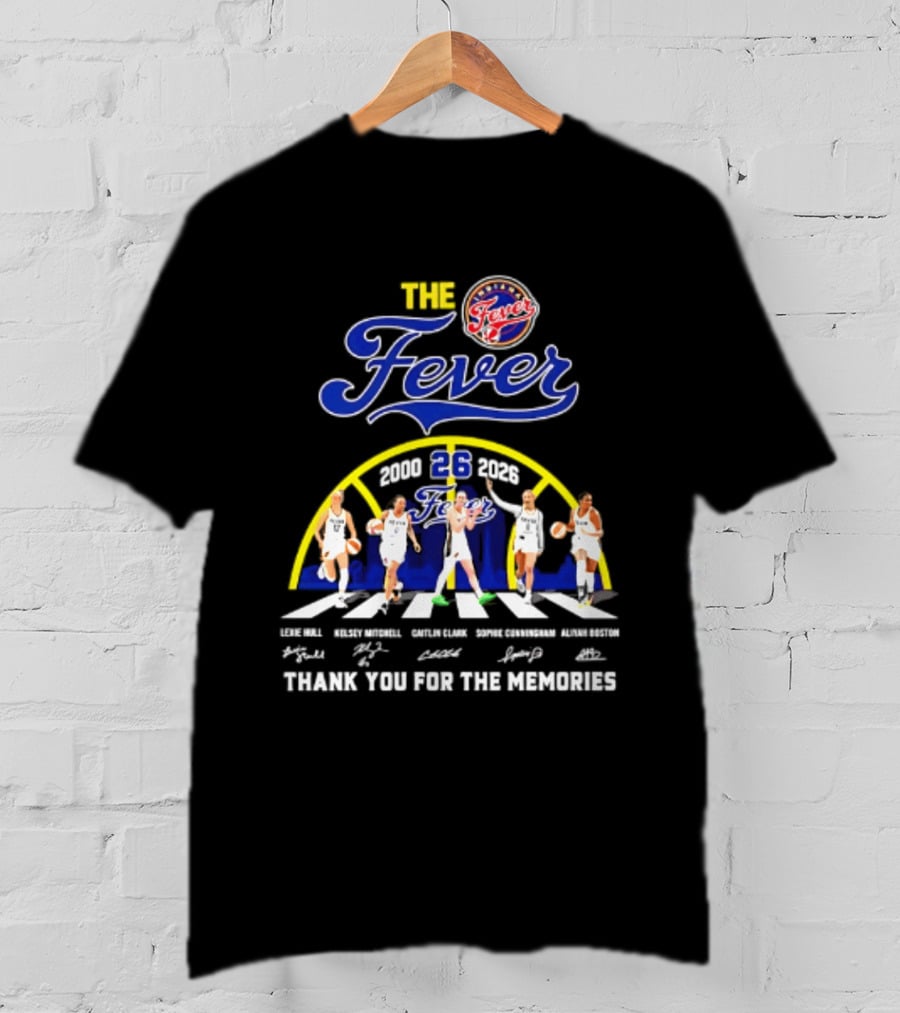 Indiana Fever 2000 2026 Thank You For The Memories Abbey Road Larkins Wheeler Vivians Robinson Mccowan Signatures T-Shirt