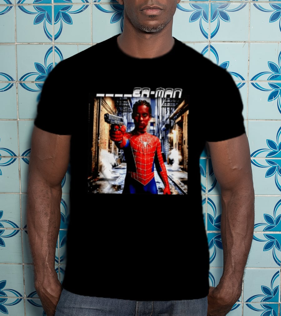 Tobey Maguire Spider Man Marvel Superhero Meme Gun Alley Scene T-Shirt