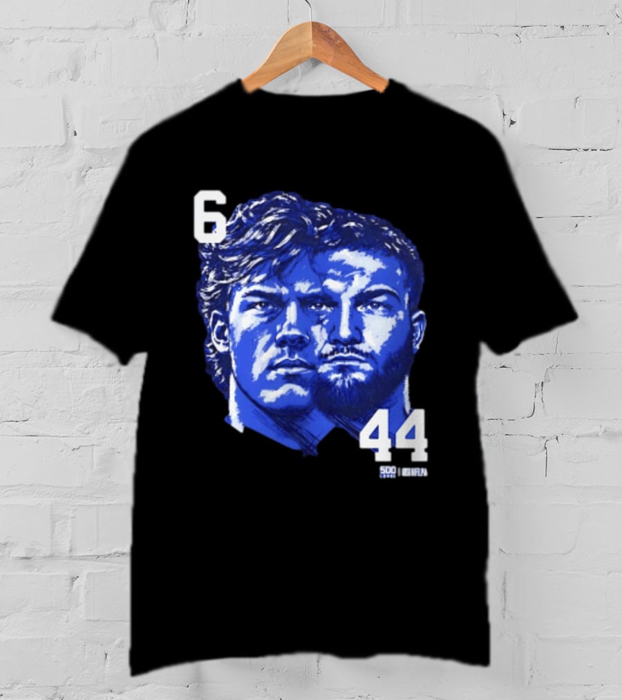 Jaxson Dart Cam Skattebo 6 44 New York Giants Face Morph Sports Fan T-Shirt