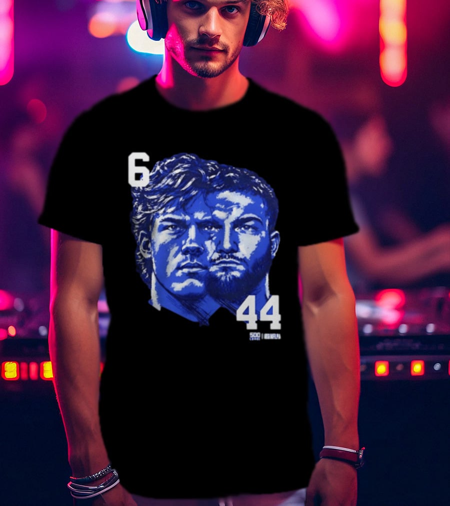 Jaxson Dart Cam Skattebo 6 44 New York Giants Face Morph Sports Fan T-Shirt