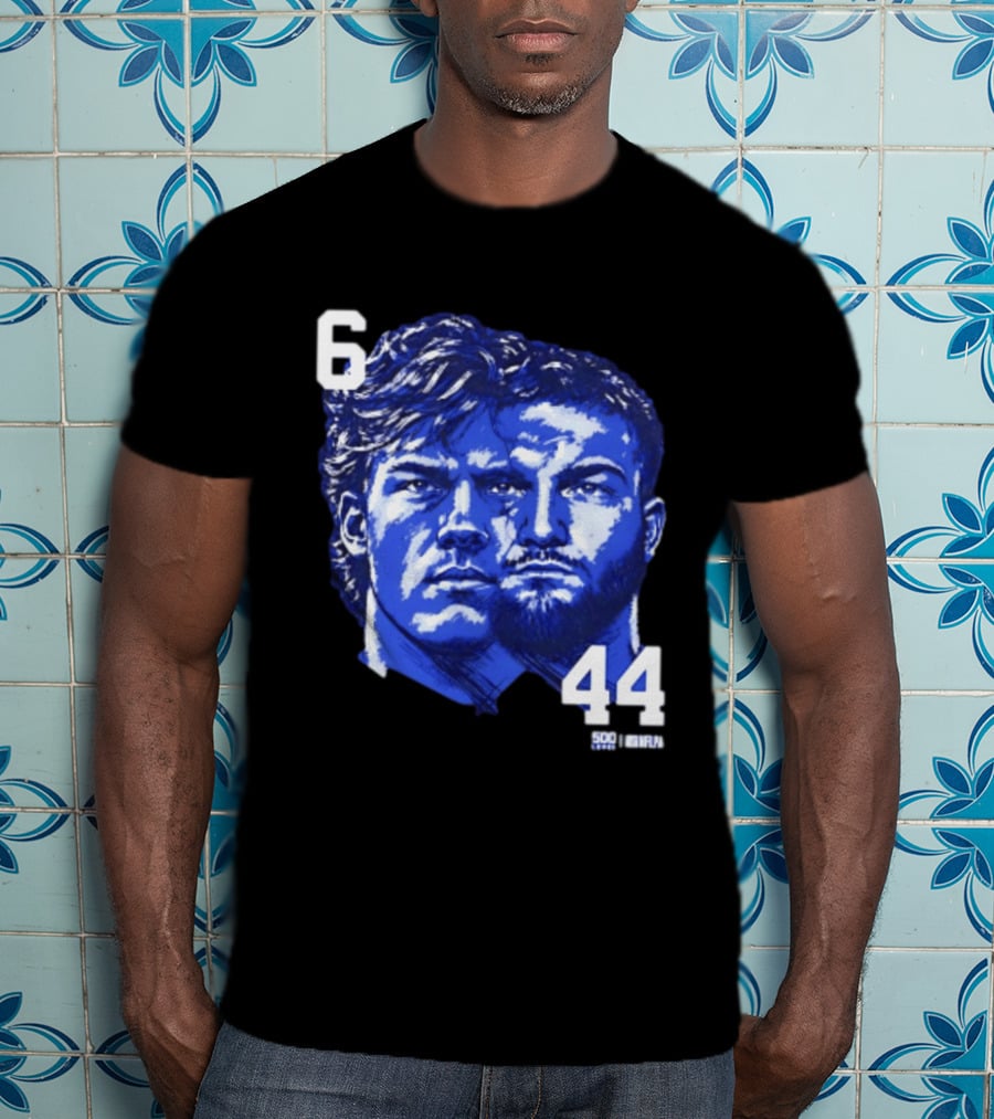 Jaxson Dart Cam Skattebo 6 44 New York Giants Face Morph Sports Fan T-Shirt