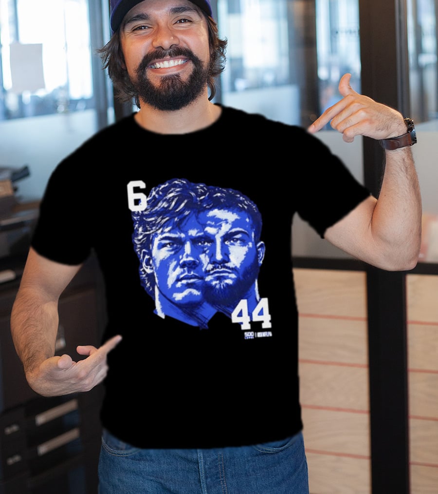 Jaxson Dart Cam Skattebo 6 44 New York Giants Face Morph Sports Fan T-Shirt