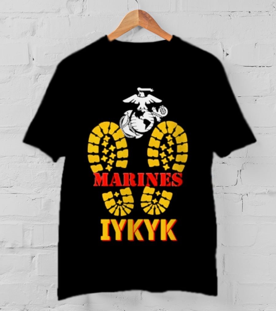 Marines IYKYK USMC Eagle Globe Anchor Boot Print T-Shirt