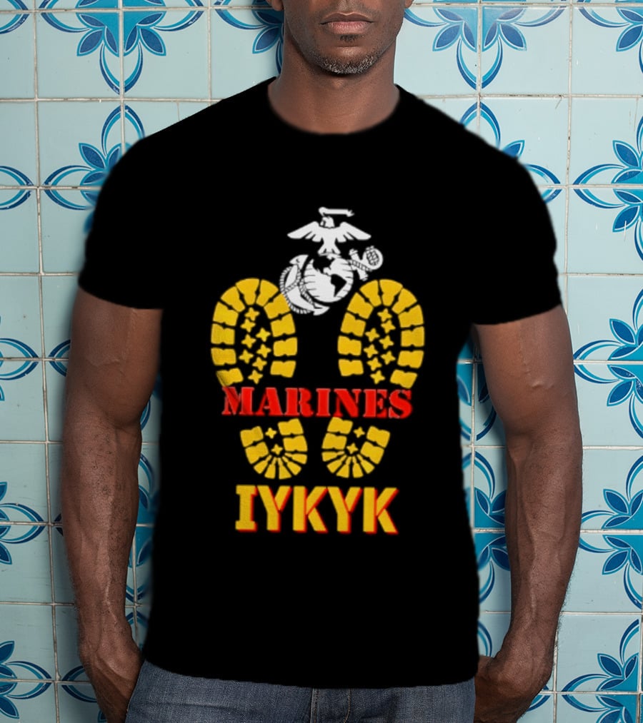 Marines IYKYK USMC Eagle Globe Anchor Boot Print T-Shirt