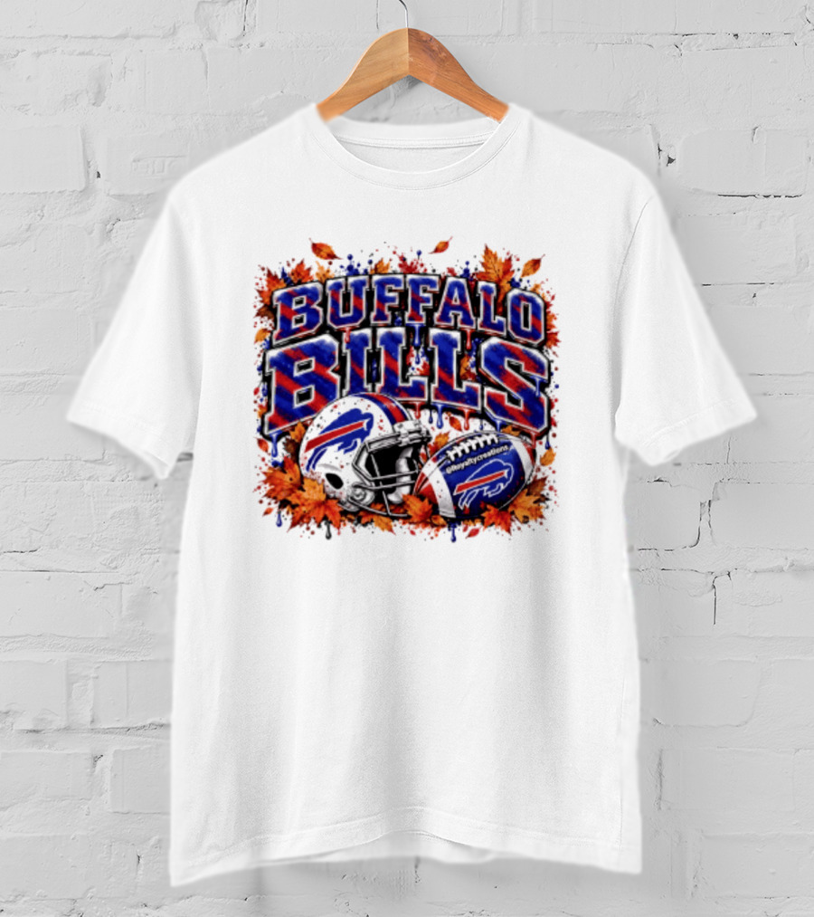 Buffalo Bills Helmet Fall Leaves Football Spirit T-Shirt
