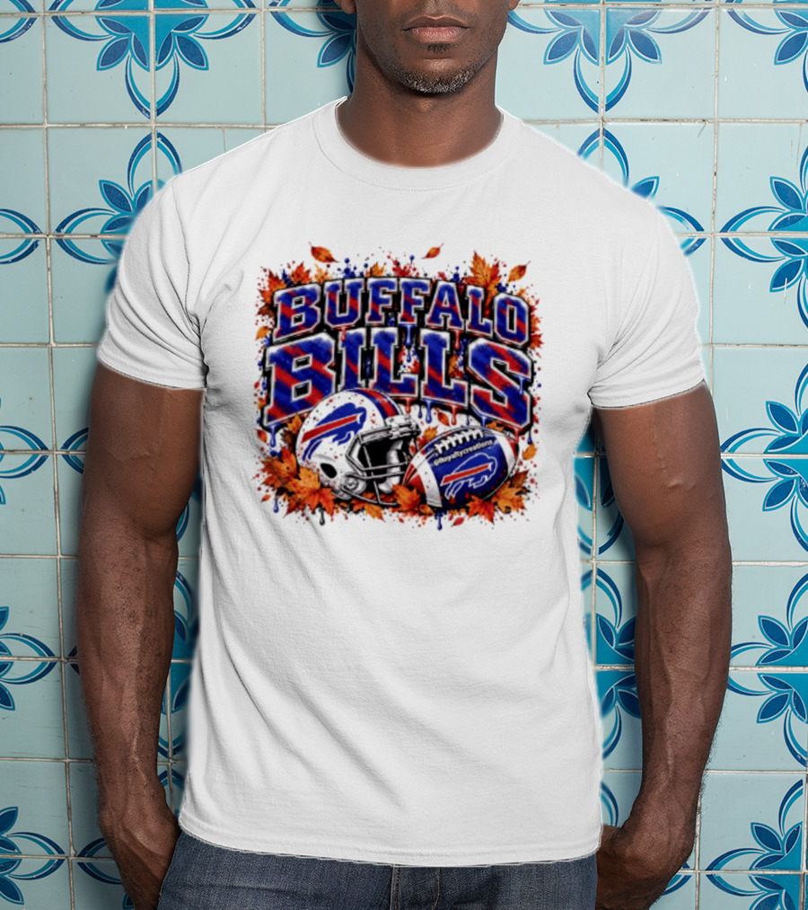 Buffalo Bills Helmet Fall Leaves Football Spirit T-Shirt