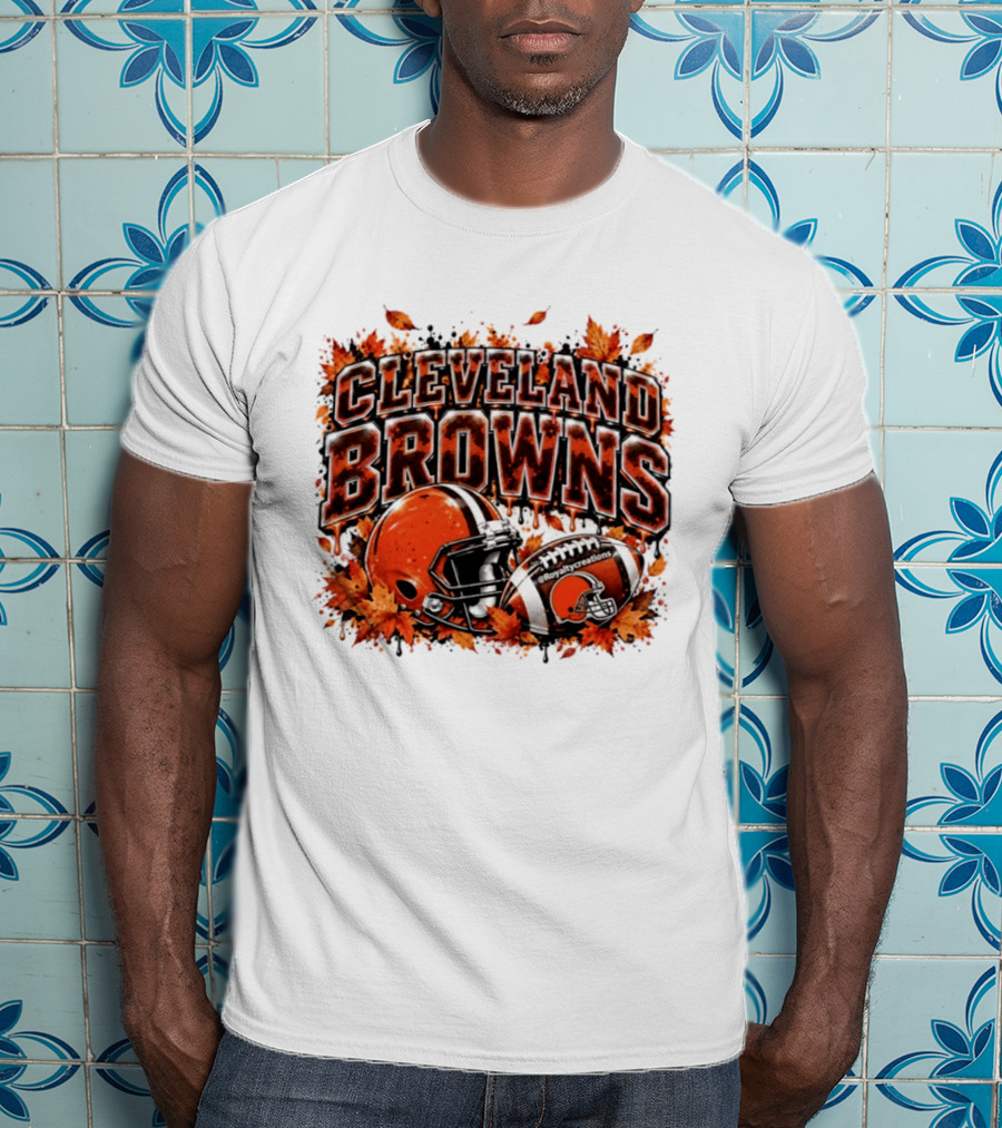 Cleveland Browns Football Helmet Autumn Leaves Halloween 2026 T-Shirt
