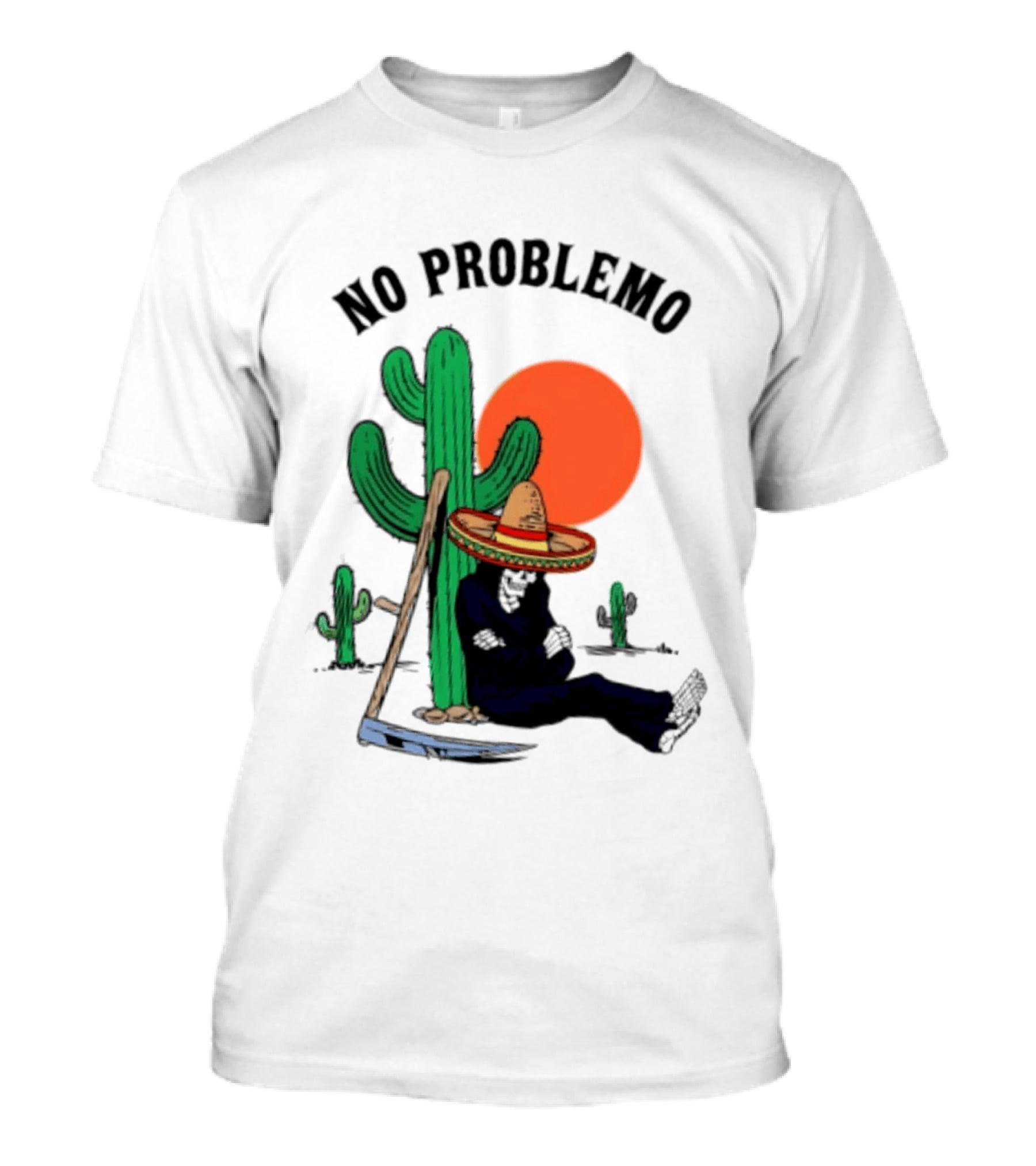 No Problemo Grim Reaper Sombrero Cactus Sunset Mexico T-Shirt