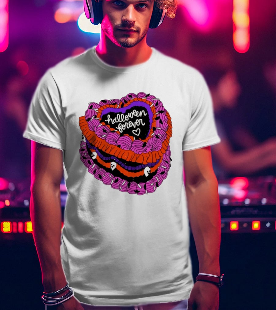 Halloween Forever Heart Cake Spooky Goth Aesthetic Skeleton Decor T-Shirt