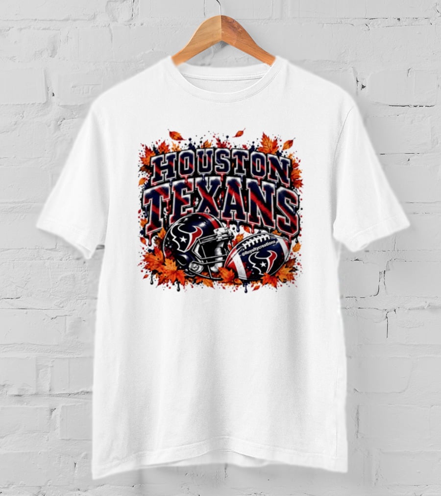Houston Texans Football Helmet Autumn Leaves 2026 T-Shirt