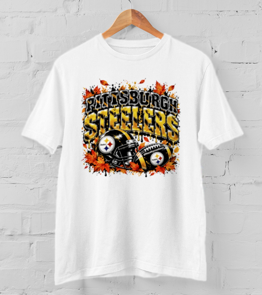 Pittsburgh Steelers Football Helmets Autumn Leaves Halloween 2026 T-Shirt