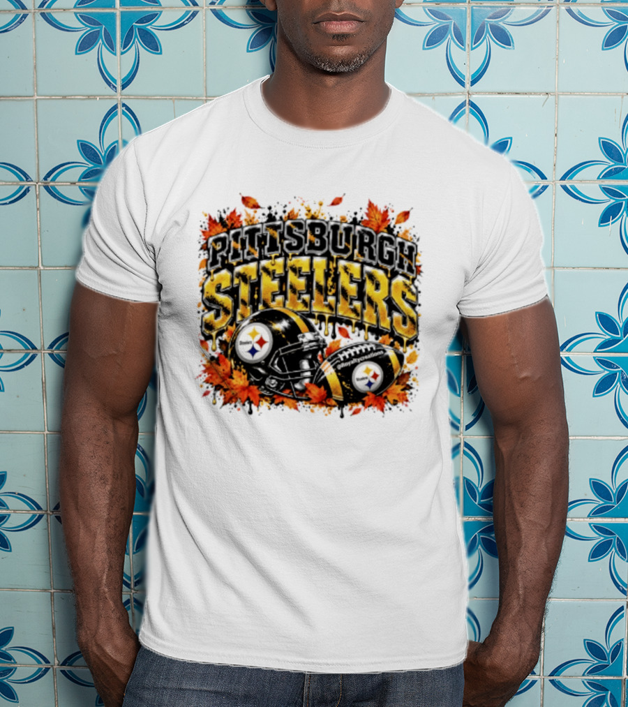 Pittsburgh Steelers Football Helmets Autumn Leaves Halloween 2026 T-Shirt