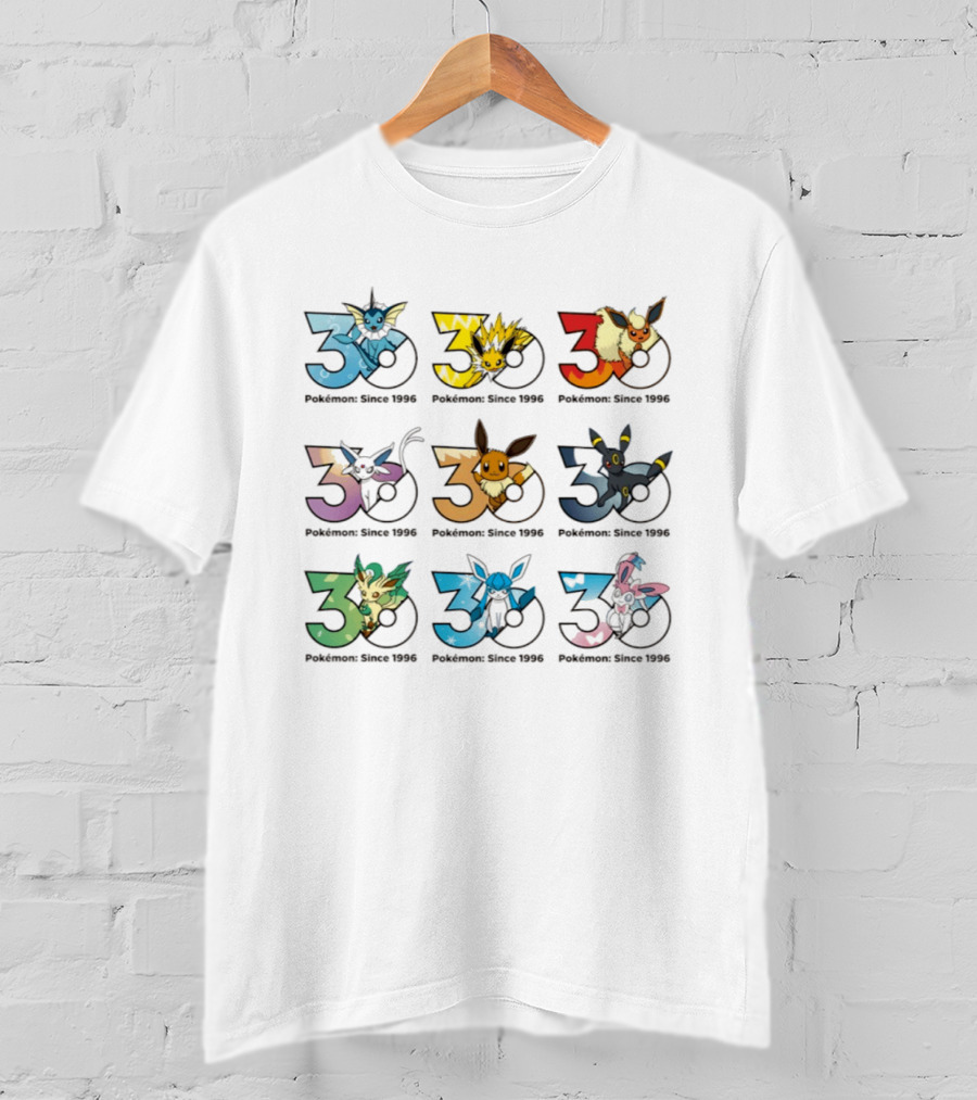 Pokemon Since 1996 Eevee Evolutions 30th Anniversary Collection T-Shirt