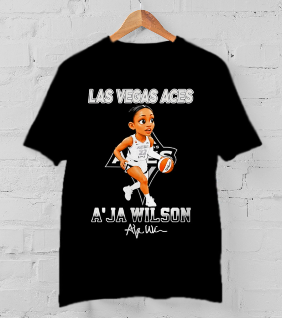 Las Vegas Aces A'ja Wilson Cartoon Basketball Player WNBA T-Shirt
