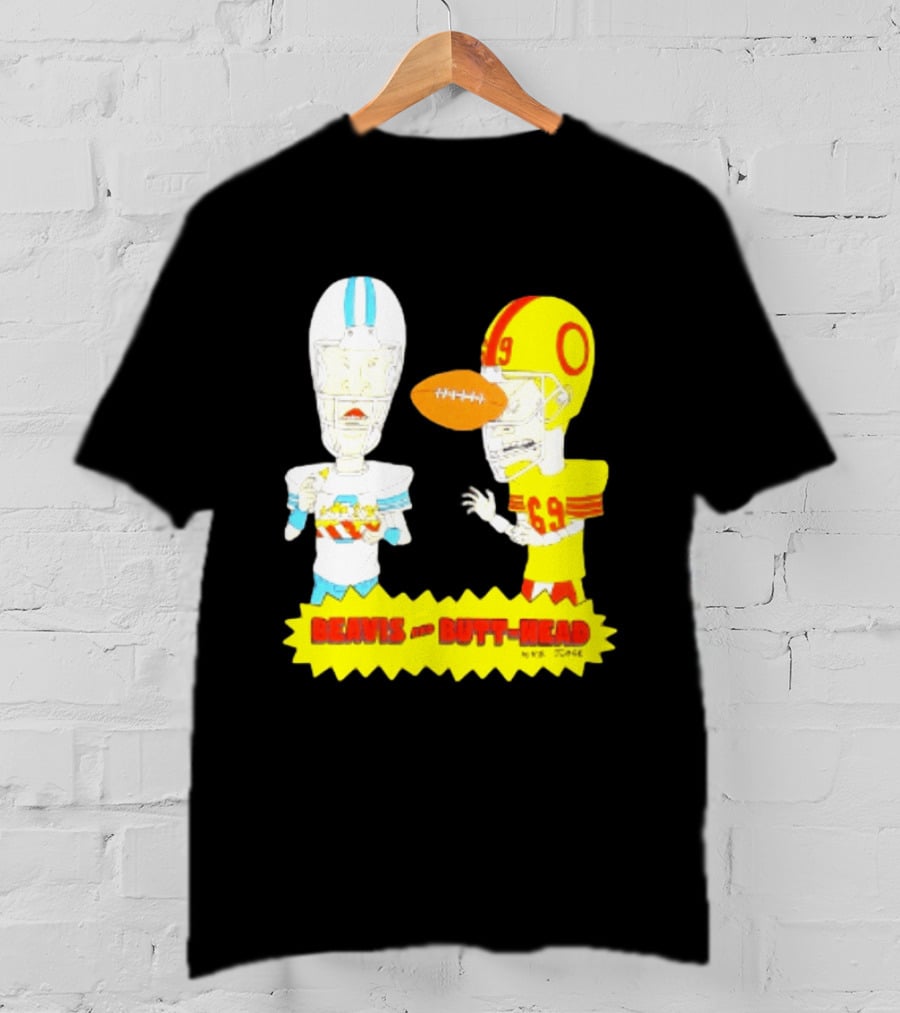 Beavis And Butt Head Football Parody Player Cartoons MTV Series 90s Humor T-Shirt