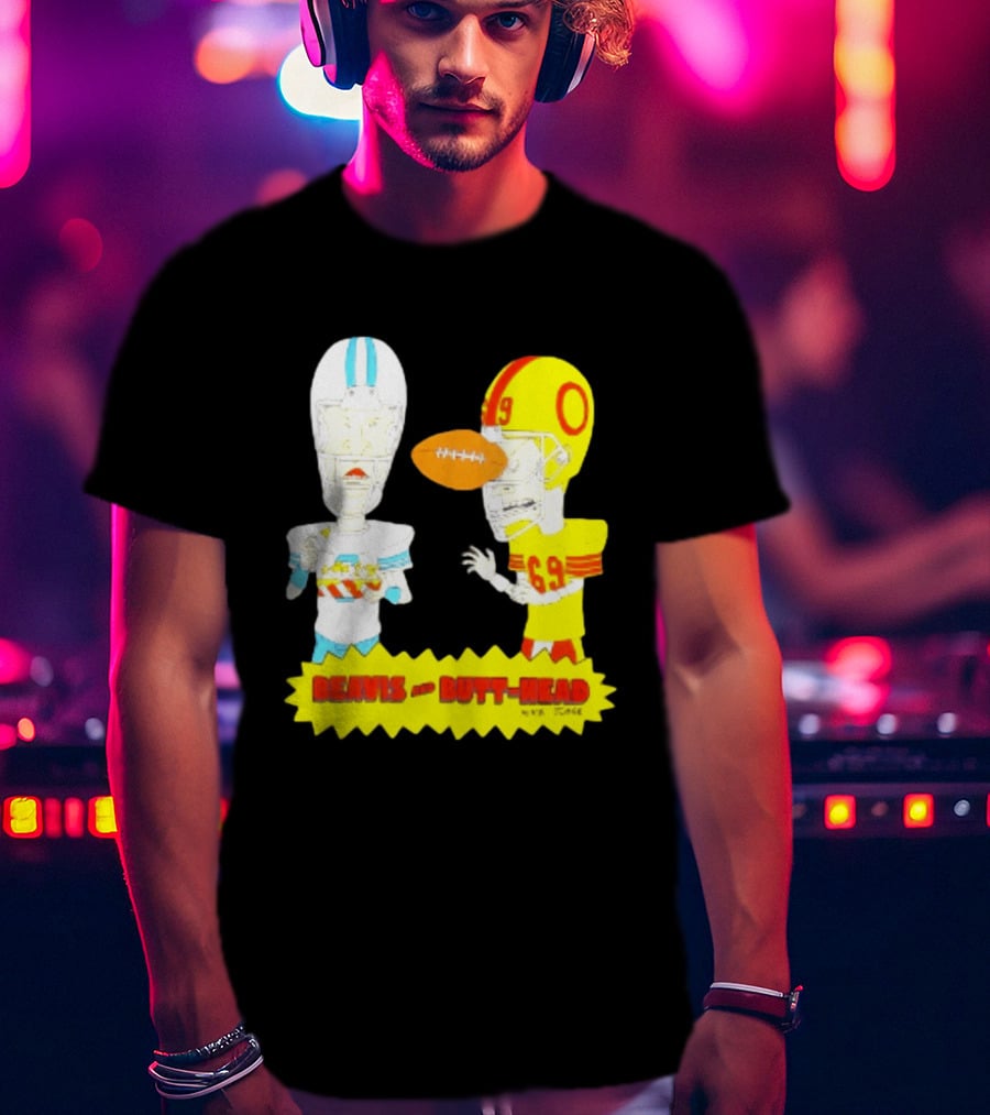 Beavis And Butt Head Football Parody Player Cartoons MTV Series 90s Humor T-Shirt