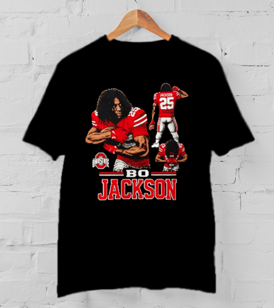 Ohio State Buckeyes Bo Jackson Football Player 25 Red Jersey T-Shirt