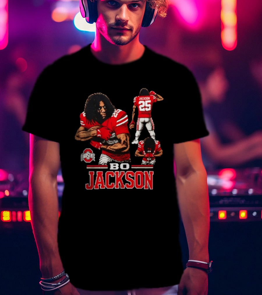 Ohio State Buckeyes Bo Jackson Football Player 25 Red Jersey T-Shirt