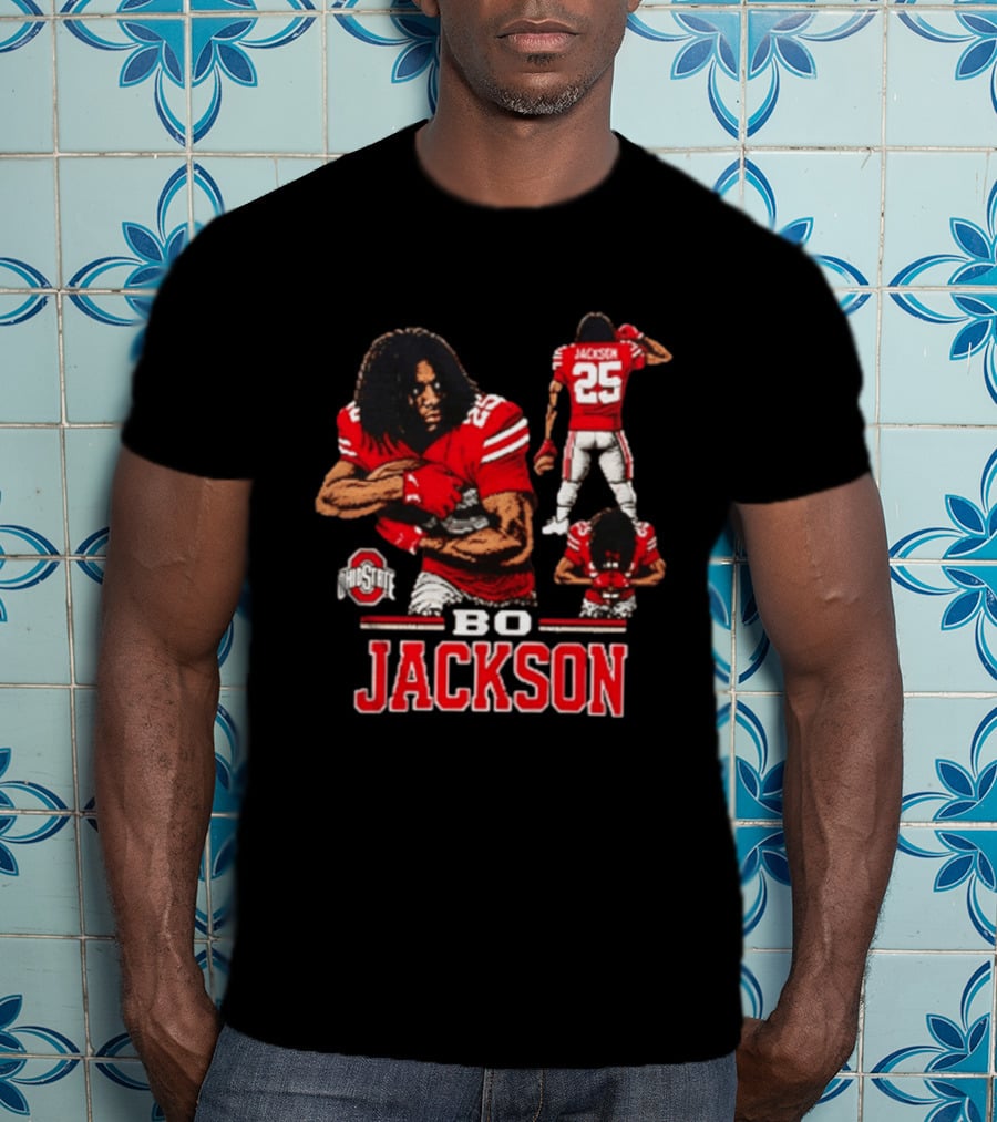 Ohio State Buckeyes Bo Jackson Football Player 25 Red Jersey T-Shirt