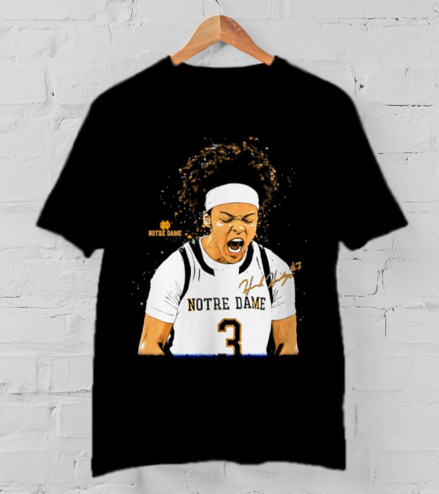 Notre Dame Basketball Hannah Hidalgo Caricature Number 3 NCAA Women's Player T-Shirt