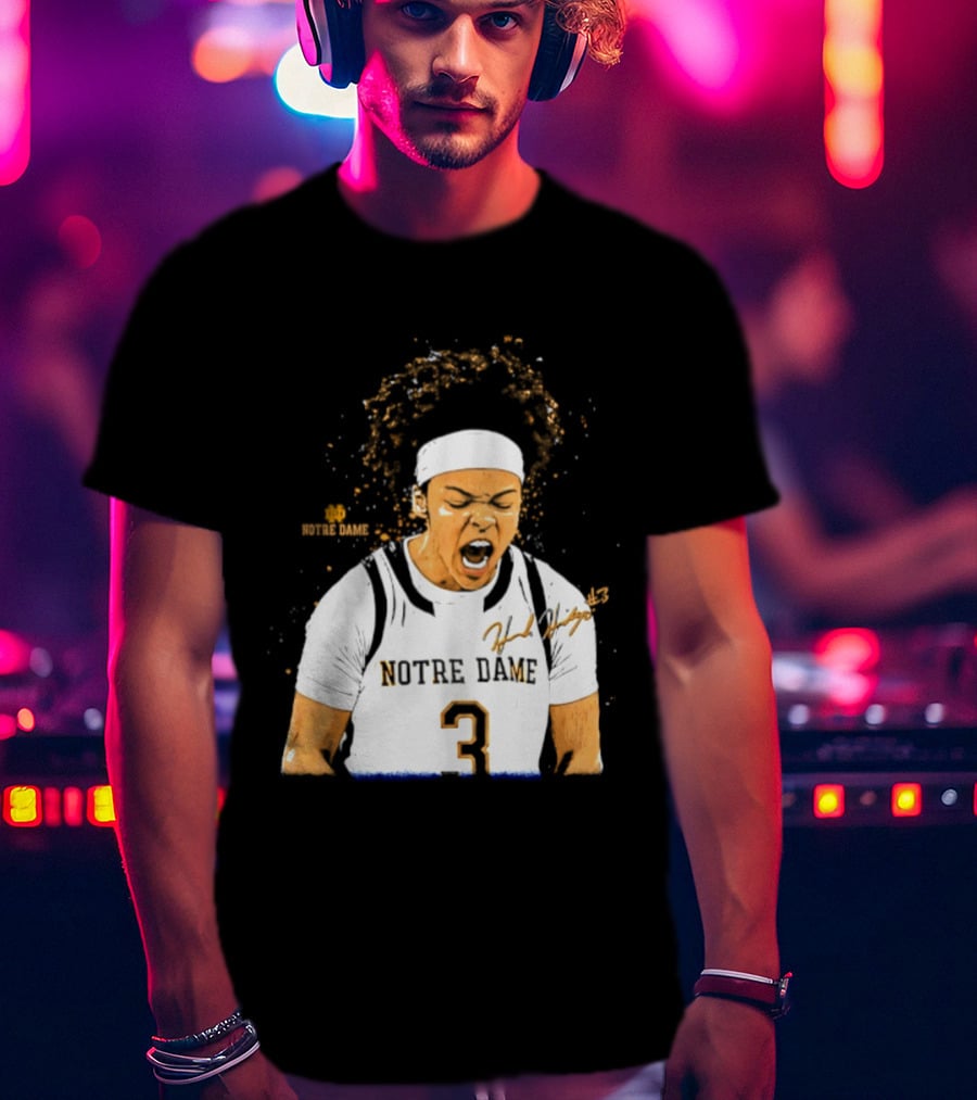 Notre Dame Basketball Hannah Hidalgo Caricature Number 3 NCAA Women's Player T-Shirt