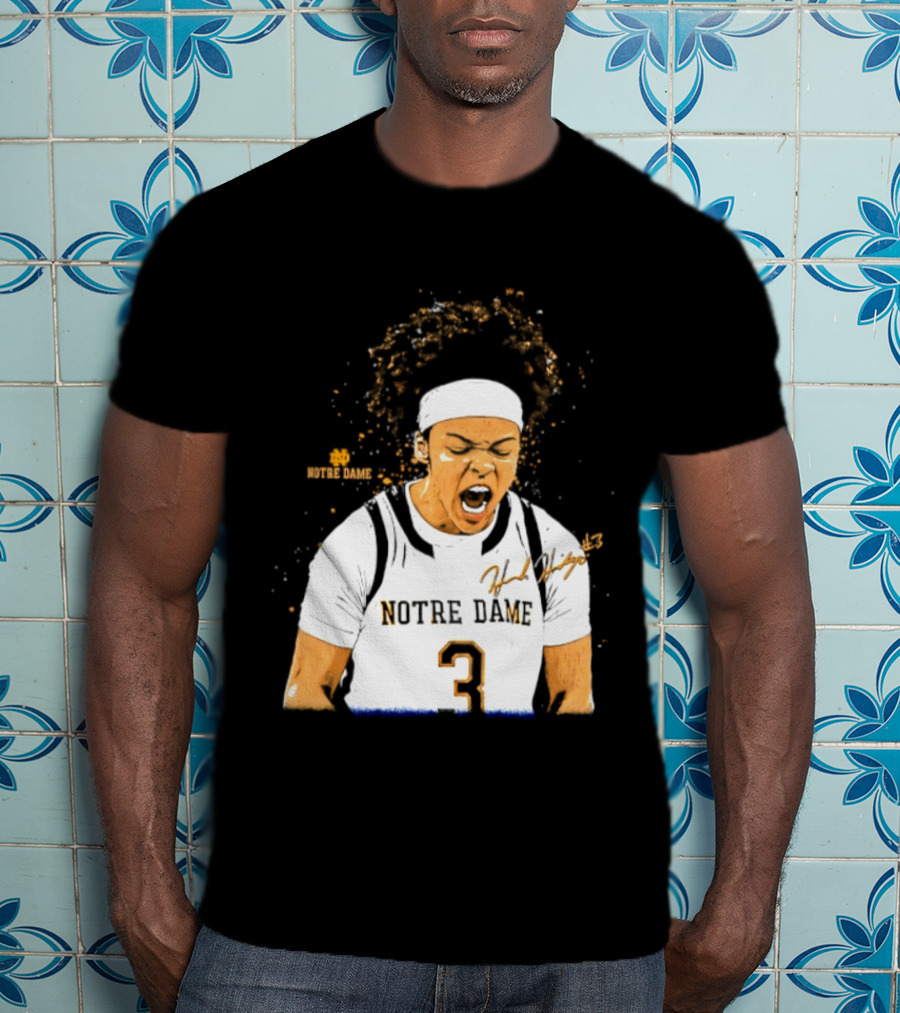 Notre Dame Basketball Hannah Hidalgo Caricature Number 3 NCAA Women's Player T-Shirt
