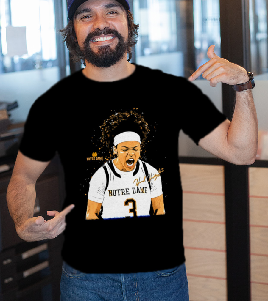 Notre Dame Basketball Hannah Hidalgo Caricature Number 3 NCAA Women's Player T-Shirt