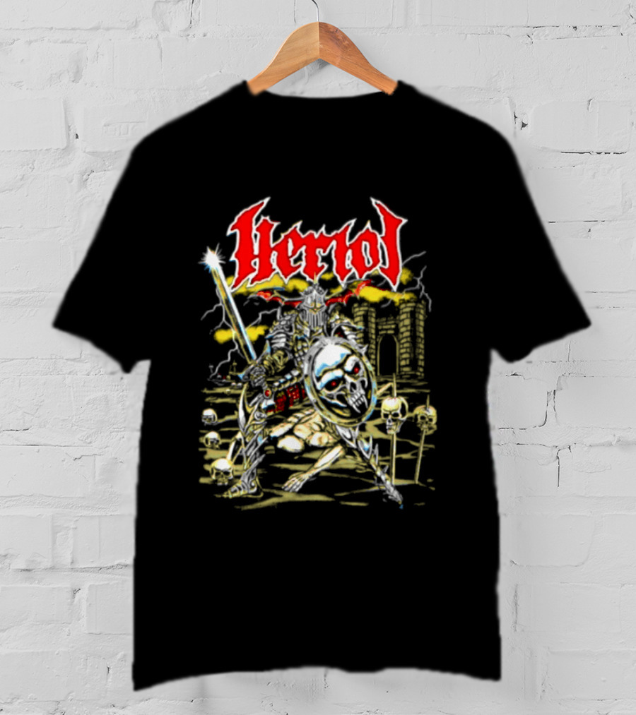 Herol Fantasy Knight Skull Shield Sword Adventure T-Shirt