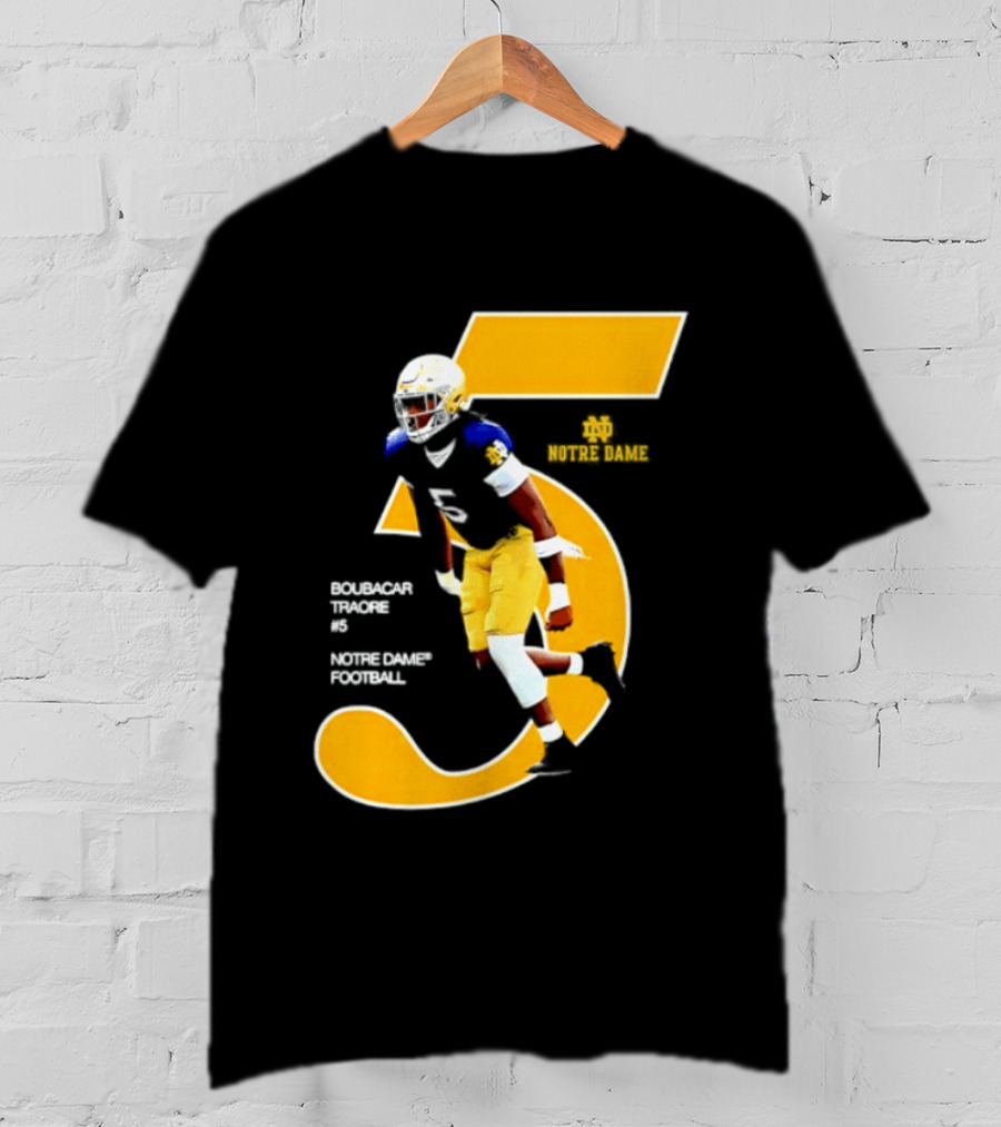 Boubacar Traore 5 Notre Dame Football Player NCAA Iconic Number T-Shirt