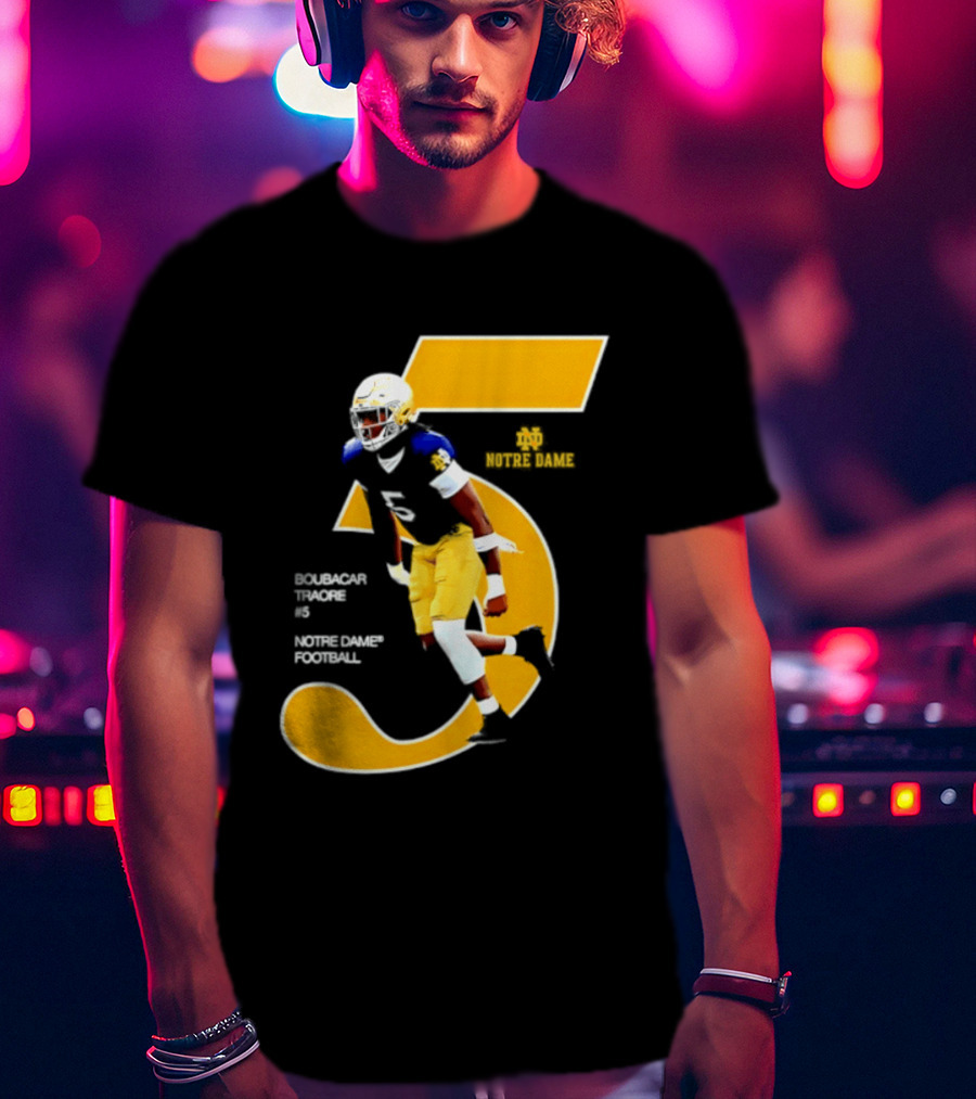 Boubacar Traore 5 Notre Dame Football Player NCAA Iconic Number T-Shirt