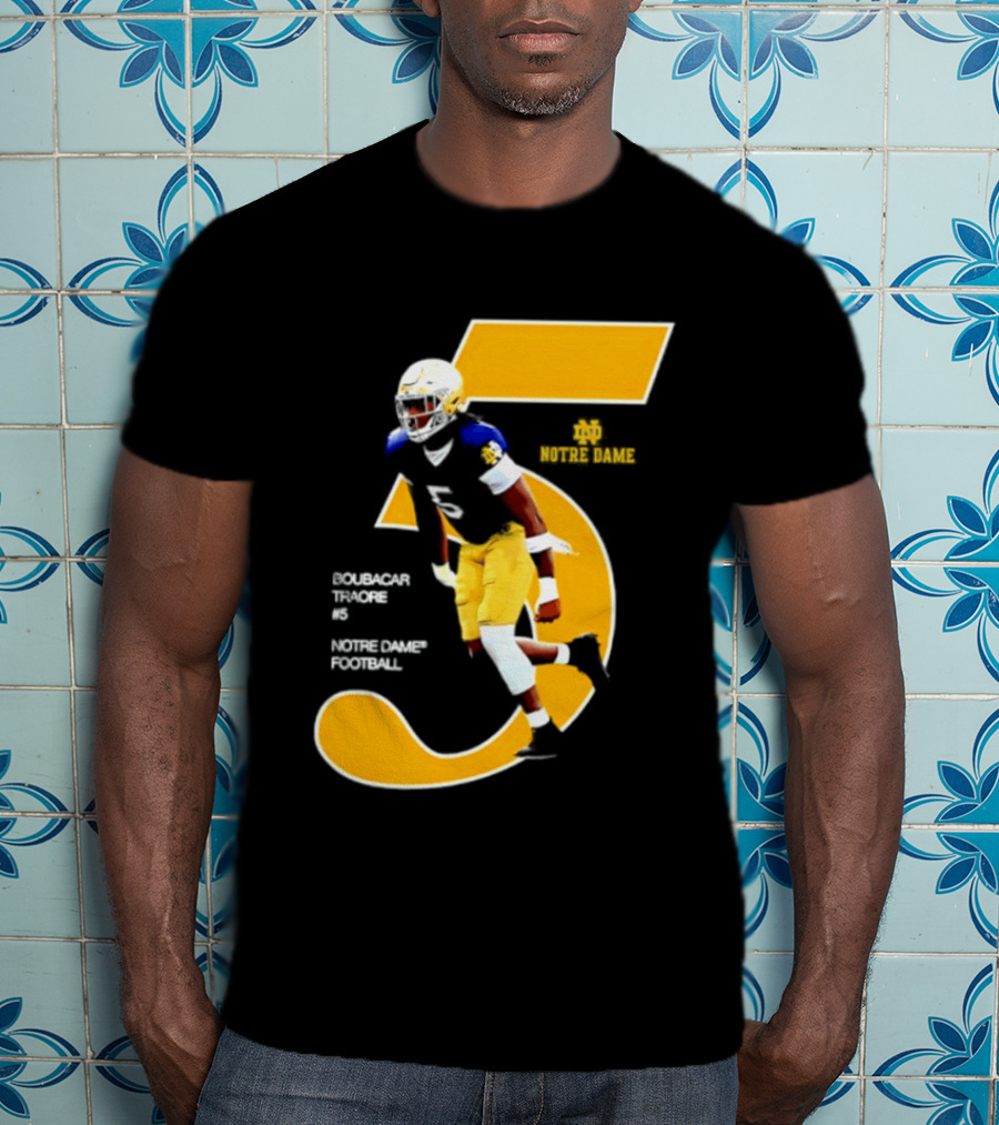 Boubacar Traore 5 Notre Dame Football Player NCAA Iconic Number T-Shirt