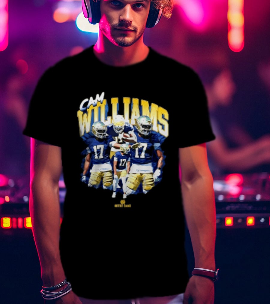 Cam Williams 17 Notre Dame NCAA Football Player Multiple Action Poses T-Shirt