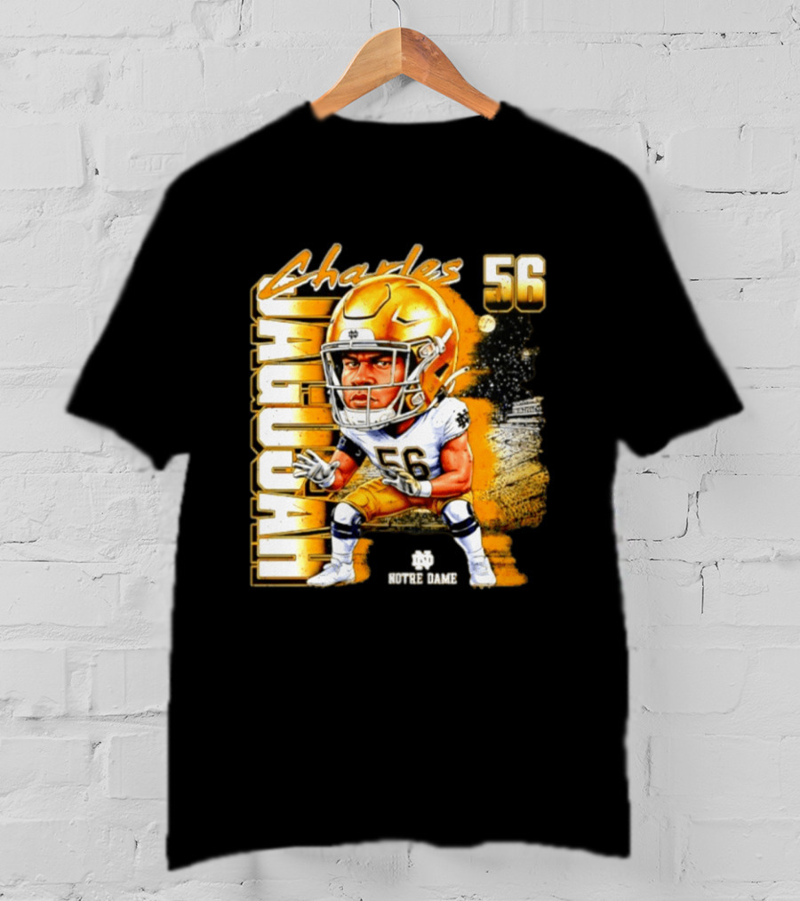 Charles Jagusah 56 Notre Dame Player NCAA Football Caricature T-Shirt