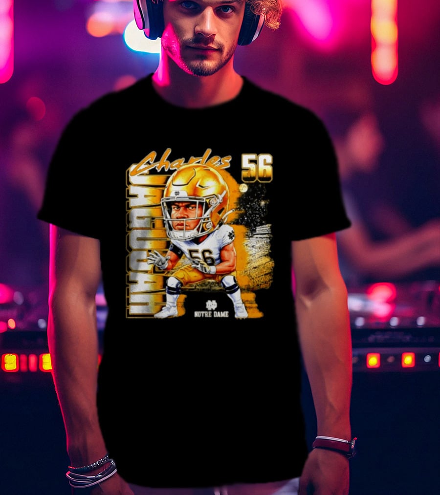 Charles Jagusah 56 Notre Dame Player NCAA Football Caricature T-Shirt