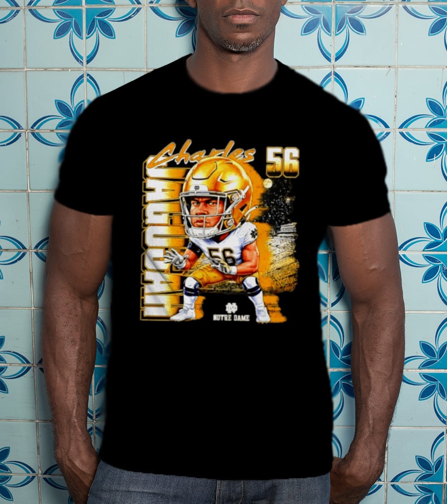 Charles Jagusah 56 Notre Dame Player NCAA Football Caricature T-Shirt