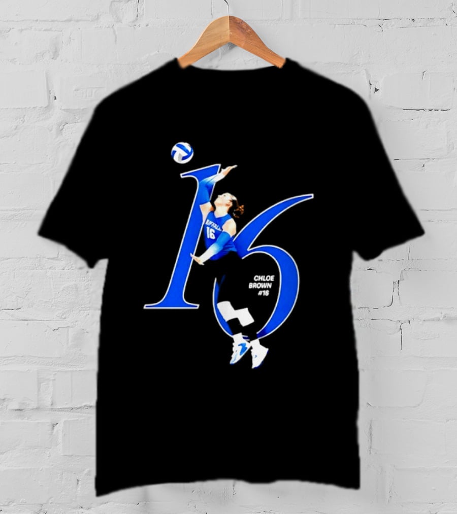 Chloe Brown 16 Buffalo Bulls NCAA Volleyball Player Action Pose T-Shirt