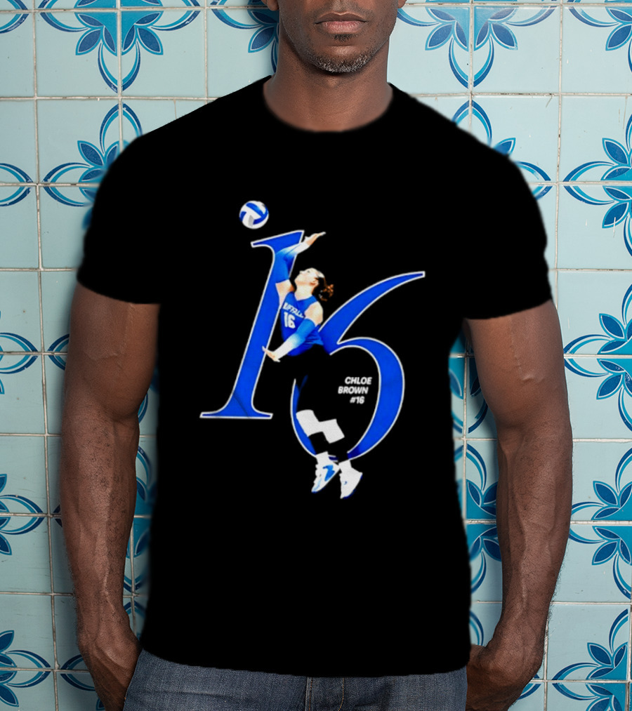 Chloe Brown 16 Buffalo Bulls NCAA Volleyball Player Action Pose T-Shirt