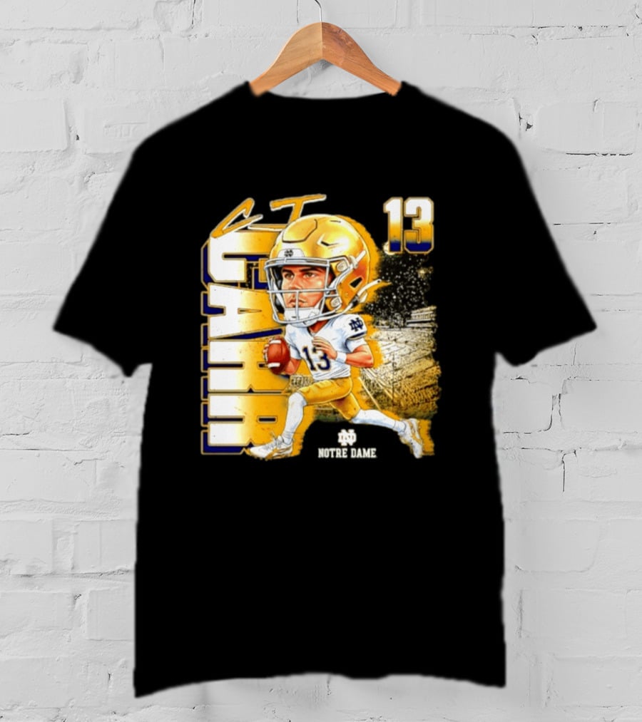 CJ Carr 13 Notre Dame Fighting Irish Football Player Caricature T-Shirt